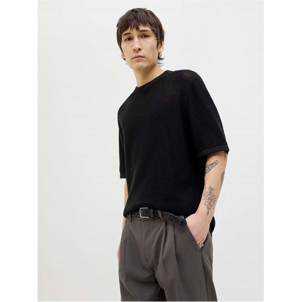 Black - Jack and Jones - Men's Knitted Crew Sweatshirt