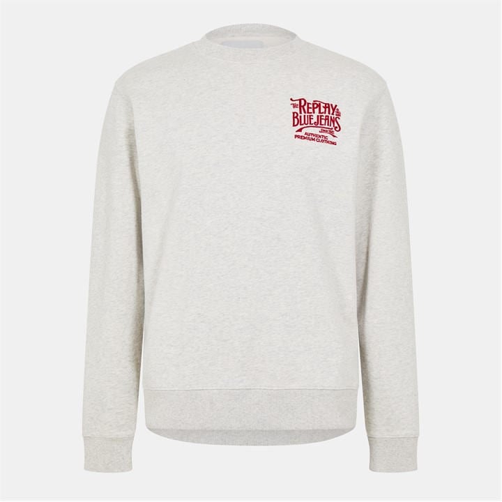 Replay Men's Grey Relaxed Fit Crew Sweatshirt in Size XL, Sports Direct
