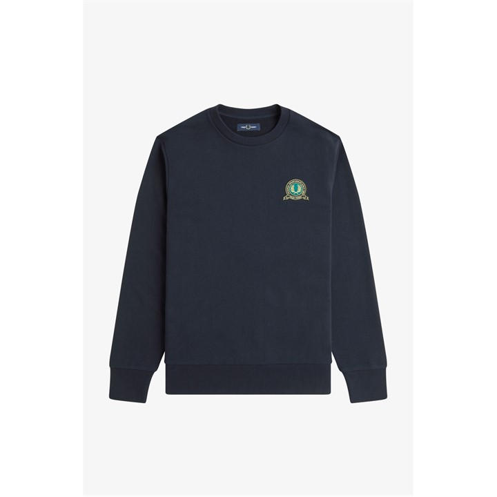 Fred Perry Men's Blue Badge Crew Neck Sweatshirt in Size M, Sports Direct