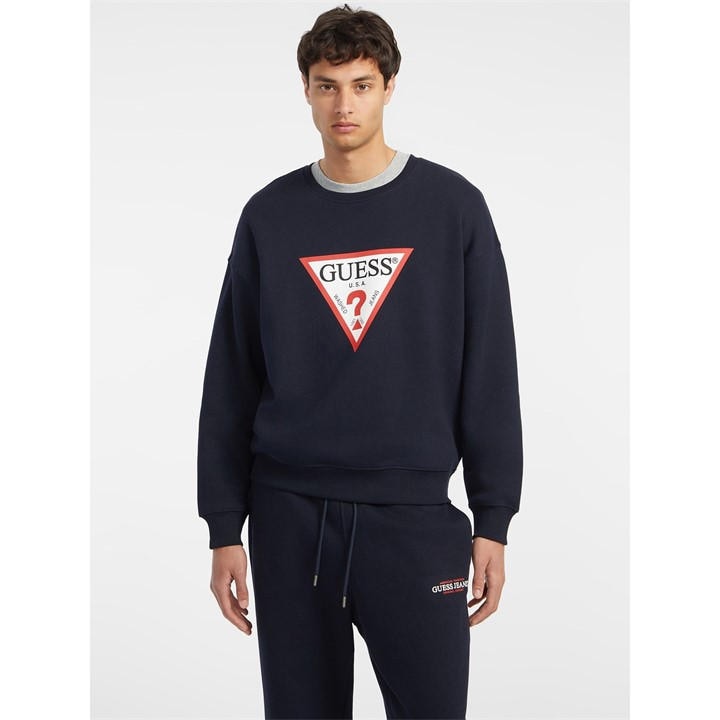 Guess Men's Blue Jeans Oversized Iconic Sweatshirt in Size XL, Sports Direct