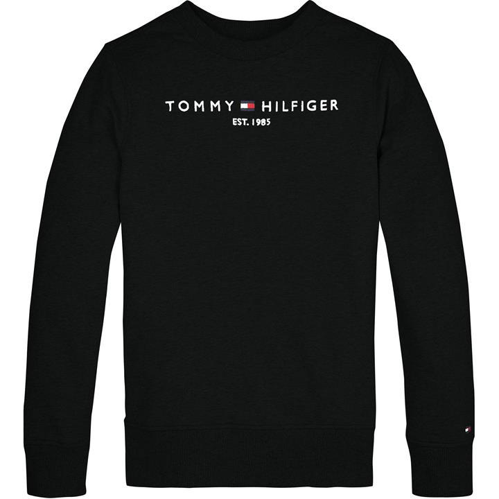 Tommy Hilfiger  Kids Black Essential Crew Sweatshirt in Size 14 - 16 Years, Sports Direct