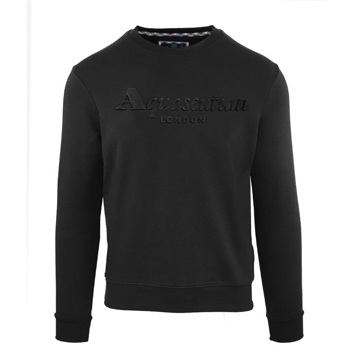 Aquascutum Men's Black Roundnk Sweat Crew Sweatshirt in Size L, Sports Direct