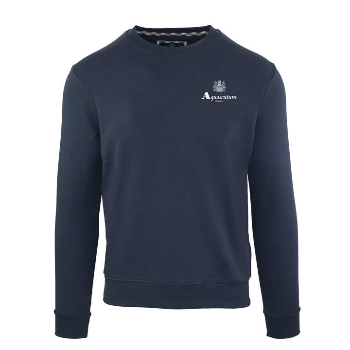 Aquascutum Men's Blue Roundnk Sweat Crew Sweatshirt in Size M, Sports Direct