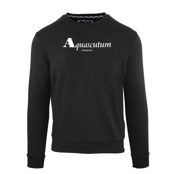 Aquascutum Men's Black Roundnk Sweat Crew Sweatshirt in Size 2XL, Sports Direct