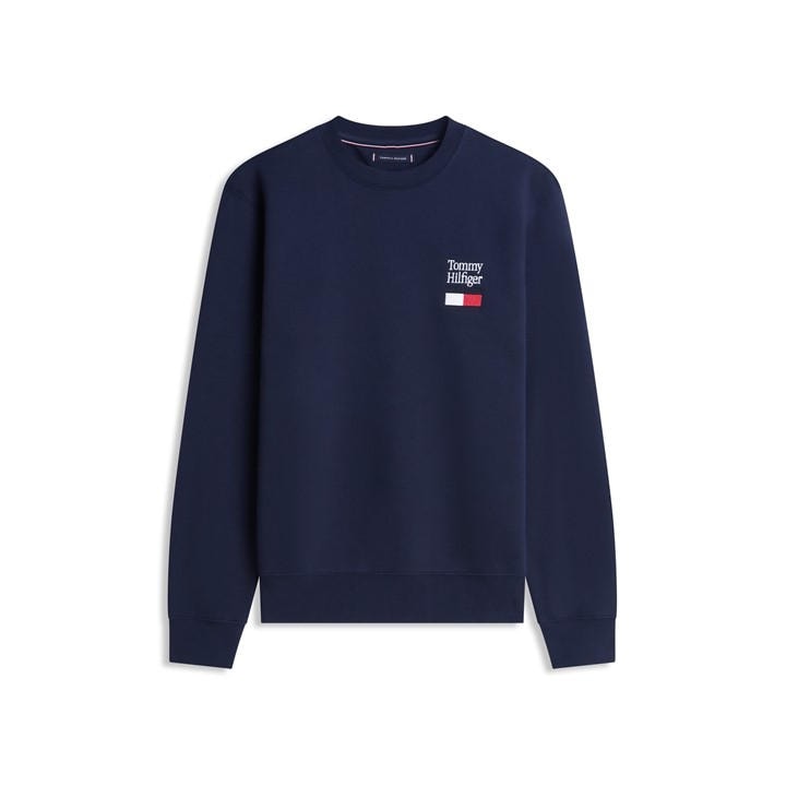 Tommy Hilfiger Men's Blue Embro Flag Crew Sweatshirt in Size 2XL, Sports Direct