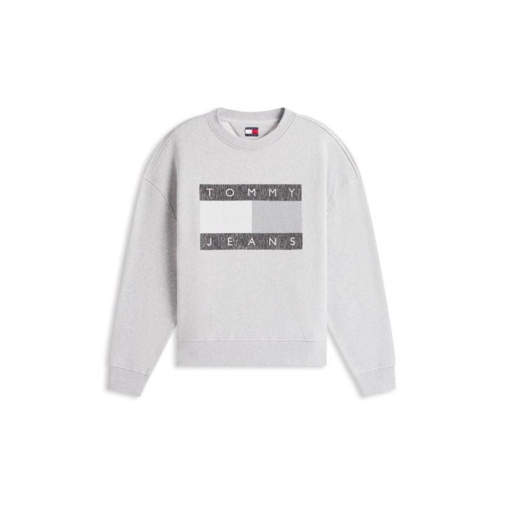 Tommy Jeans Men's Grey Distress Flag Crew Sweatshirt in Size XL, Sports Direct