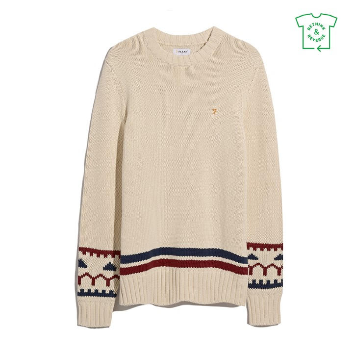 Farah Men's Cream Alvrstn Crew Sweatshirt in Size XL, Sports Direct