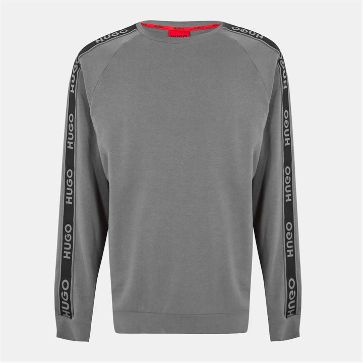 Hugo Men's Grey Liam Crew Sweatshirt With Logo Tape Detail in Size XL, Sports Direct