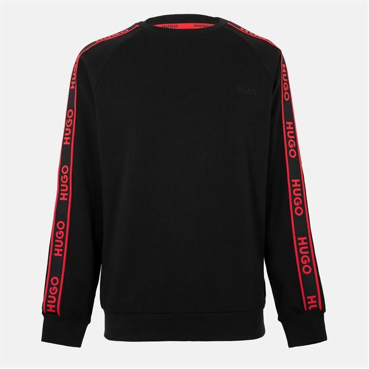 Hugo Men's Black Liam Crew Sweatshirt With Logo Tape Detail in Size XL, Sports Direct
