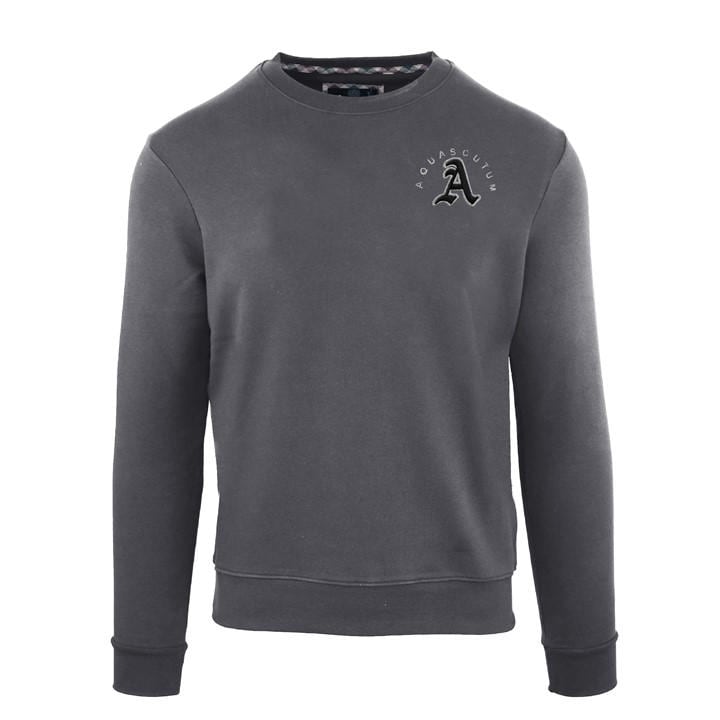 Aquascutum Men' Grey Round Neck Crew Sweatshirt in Size S, Sports Direct