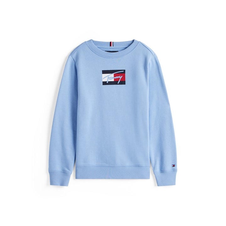 Tommy Hilfiger Boys Blue Kids' Soft Fabric Crew Sweatshirt in Size 14 - 16 Years, Sports Direct
