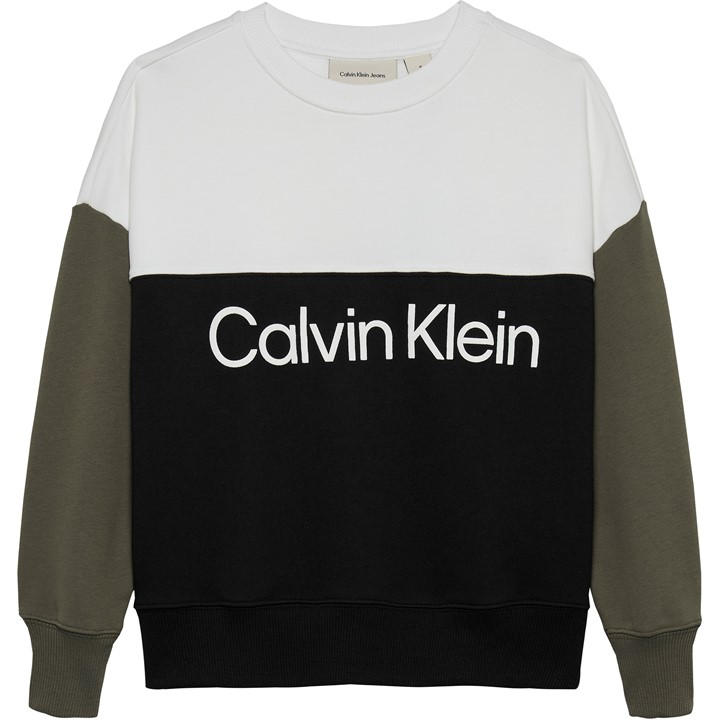 Calvin Klein Jeans Boys Kids' Block Relaxed Fit Crew Sweatshirt in Size 5 - 6 Years, Sports Direct