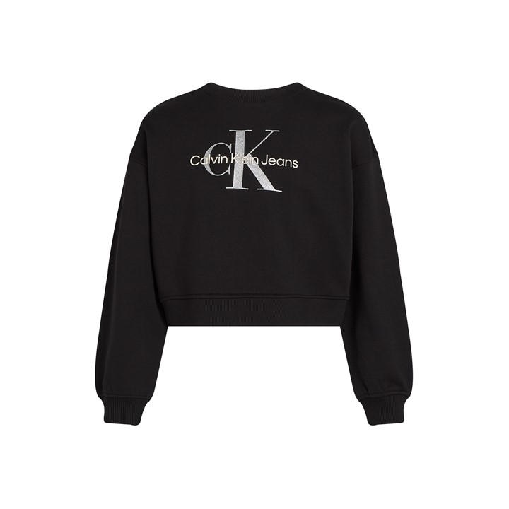 Calvin Klein Jeans Girls Black Kids' Glitter Monologo Cotton Sweatshirts in Size 11 - 12 Years, Sports Direct