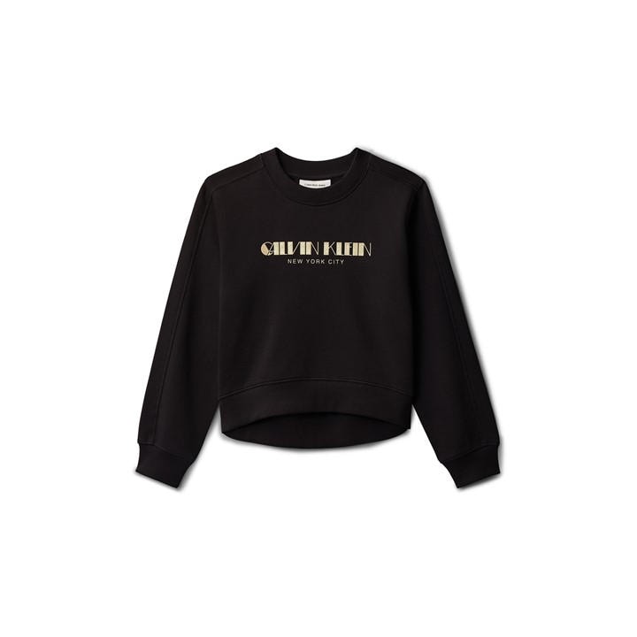 Calvin Klein Jeans Girls Black Kids' Glitter Crew Sweatshirt in Size 8 - 9 Years, Sports Direct