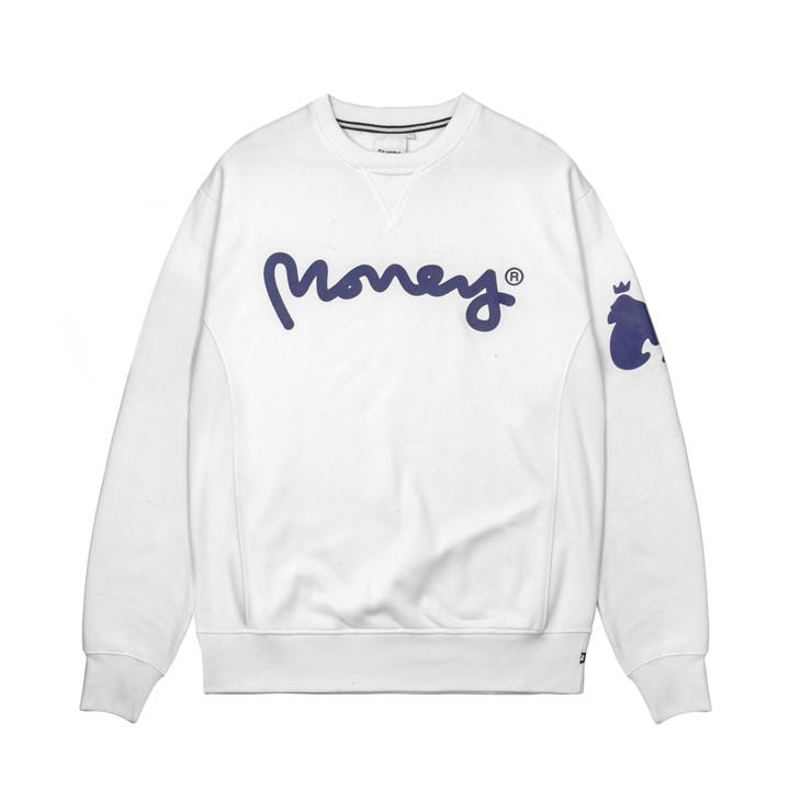 Money Men' White Sig Ape Crew in Size S, Sports Direct