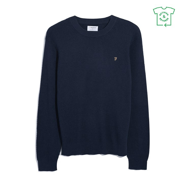 Farah Men's Blue Rainhill Crew Sweatshirt in Size XL, Sports Direct