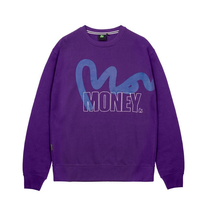 Money Men' Purple Stencil Block Crew in Size S, Sports Direct