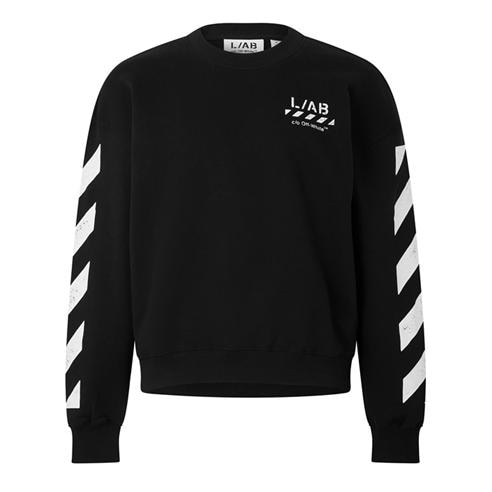 L AB Off White - Men's Off Diag Cotton Crew-Neck Sweatshirt