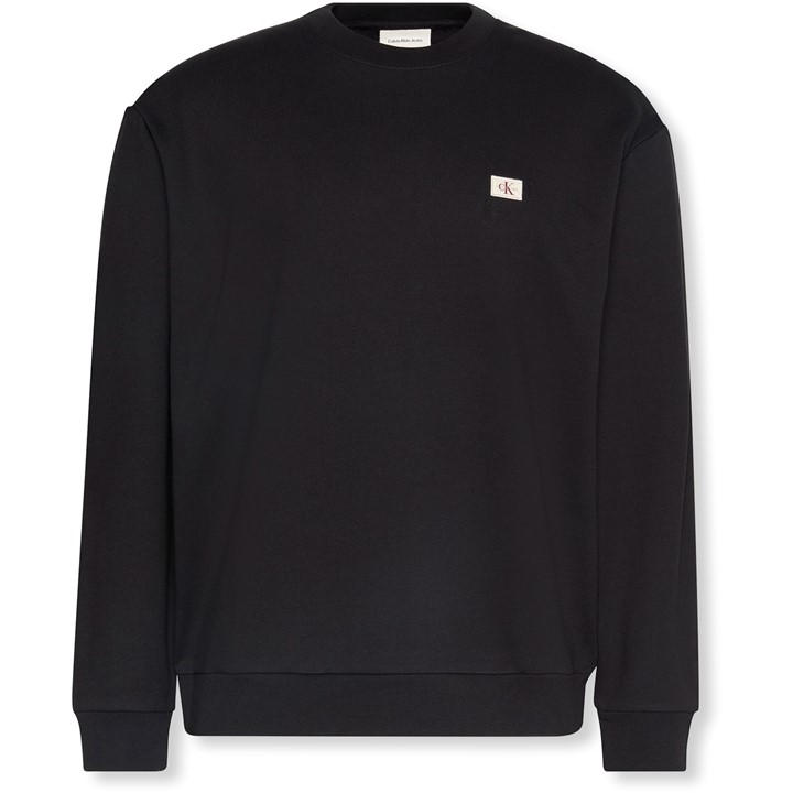 Calvin Klein Jeans Men's Black Woven Box Crew Sweatshirt in Size XS, Sports Direct