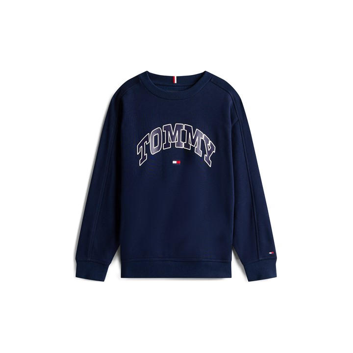 Tommy Hilfiger Boys Blue Kids' Varsity Cotton-Mix Relaxed Fit Crew Sweatshirt in Size 14 - 16 Years, Sports Direct