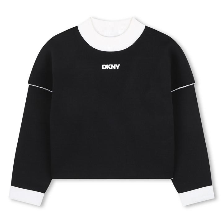 Dkny Girls Black Kids' Knitted Crew Sweatshirt in Size 11 - 12 Years, Sports Direct