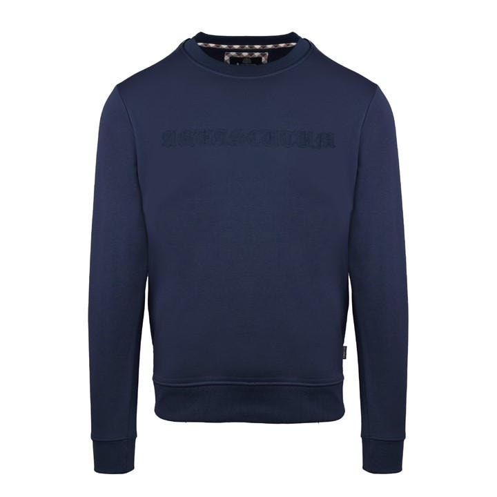 Aquascutum Men' Blue Round Neck Crew Sweatshirt in Size S, Sports Direct