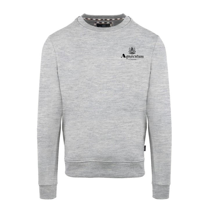 Aquascutum Men's Grey Round Neck Crew Sweatshirt in Size 2XL, Sports Direct