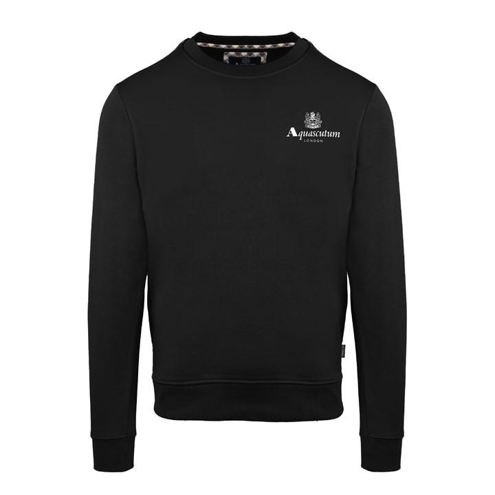 Aquascutum Men's Black Round Neck Crew Sweatshirt in Size 2XL, Sports Direct