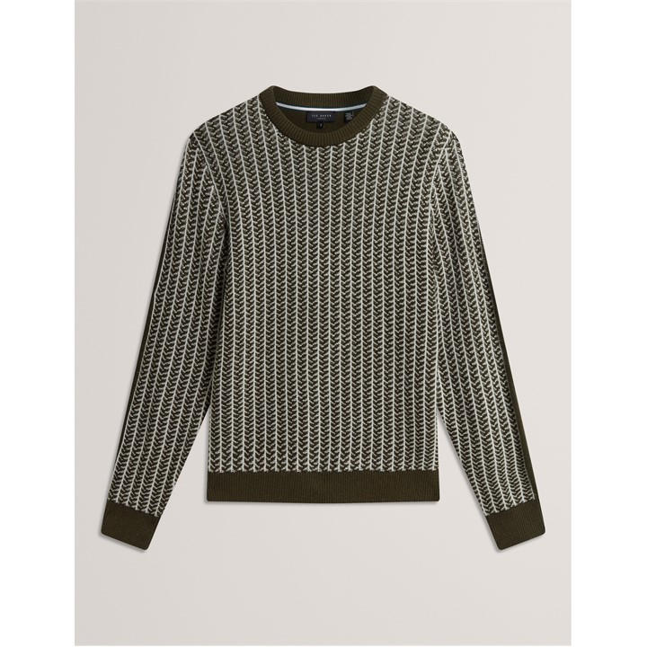 Ted Baker Men's Green Textured Crew Sweatshirt in Size L, Sports Direct