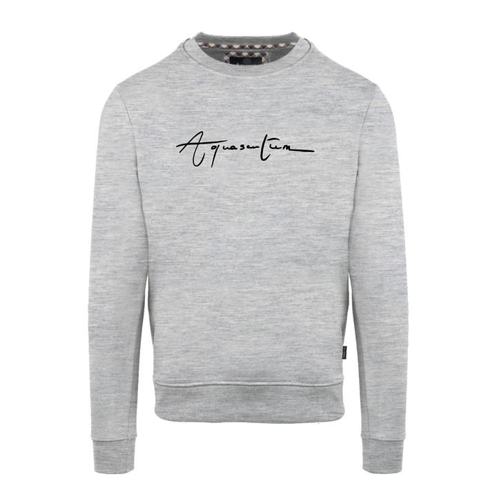 Aquascutum Men's Grey Round Neck Crew Sweatshirt in Size 2XL, Sports Direct