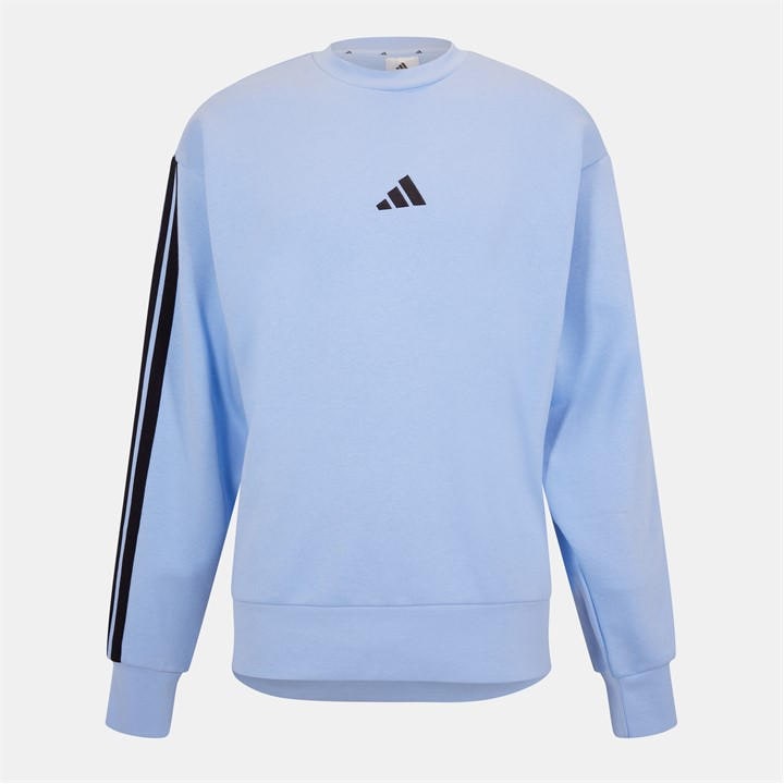 Adidas Men's Blue Essentials 3-Stripes Fleece Sweatshirt Extra Large