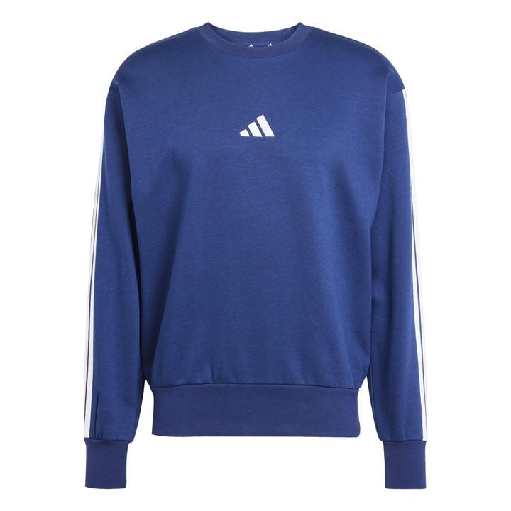 Adidas Men's Blue Essentials 3-Stripes Fleece Sweatshirt in Size XL, Sports Direct