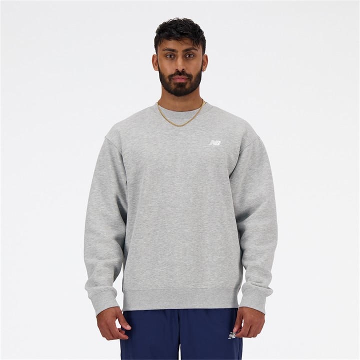 New Balance Men's Grey Fleece Crewneck Sweatshirt in Size L, Sports Direct