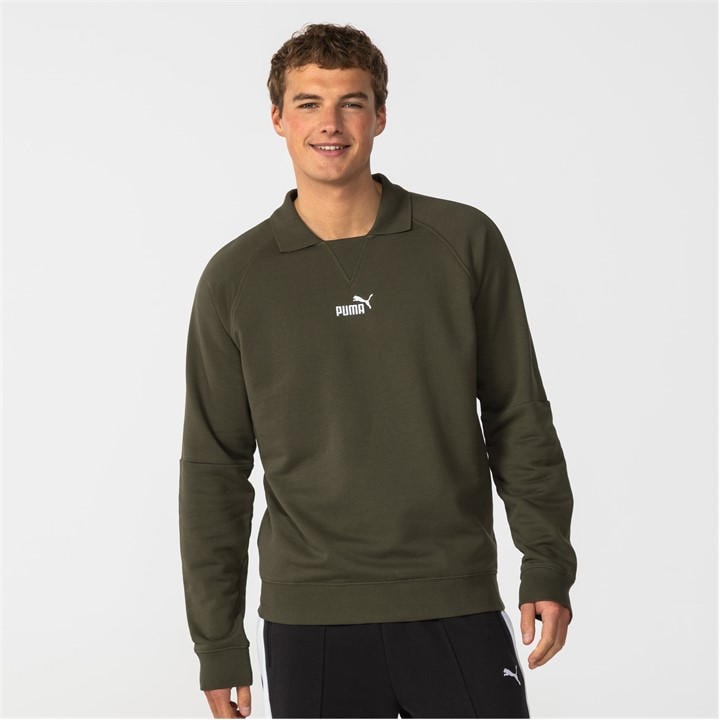 Puma Men's Green Logo Crew Sweatshirt in Size XL, Sports Direct
