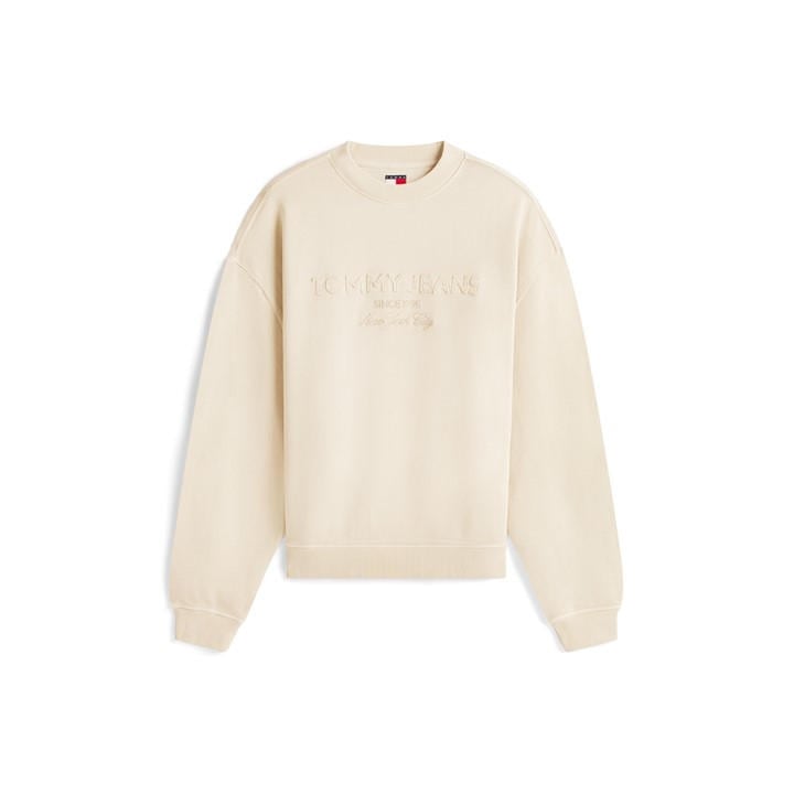 Tommy Jeans Men's Beige New Classic Crew Sweatshirt in Size L, Sports Direct