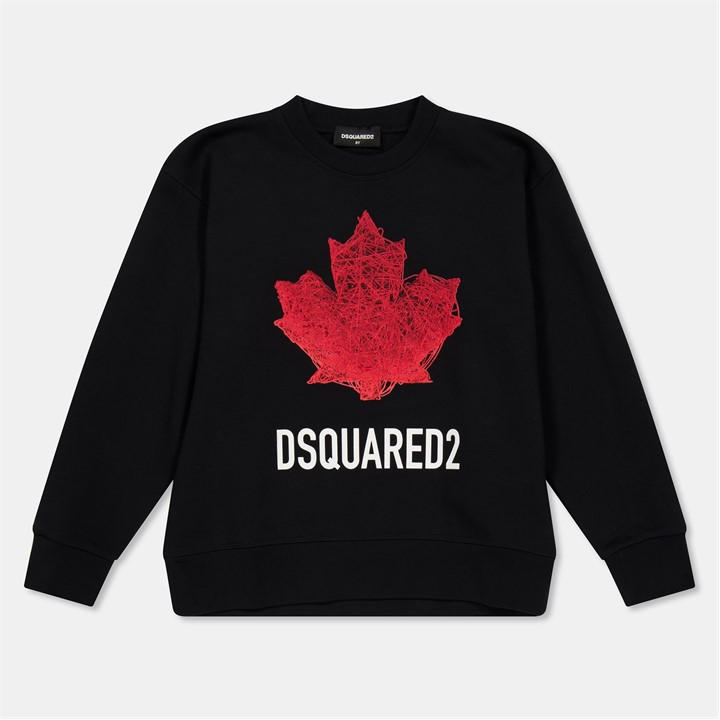 Dsquared2 Boys Black Kids' Dsq Maple Crew Sweatshirt in Size 9 - 10 Years, Sports Direct