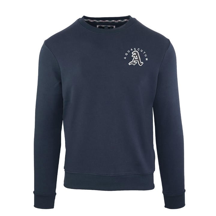 Aquascutum Men's Blue Roundnk Sweat Crew Sweatshirt in Size 2XL, Sports Direct