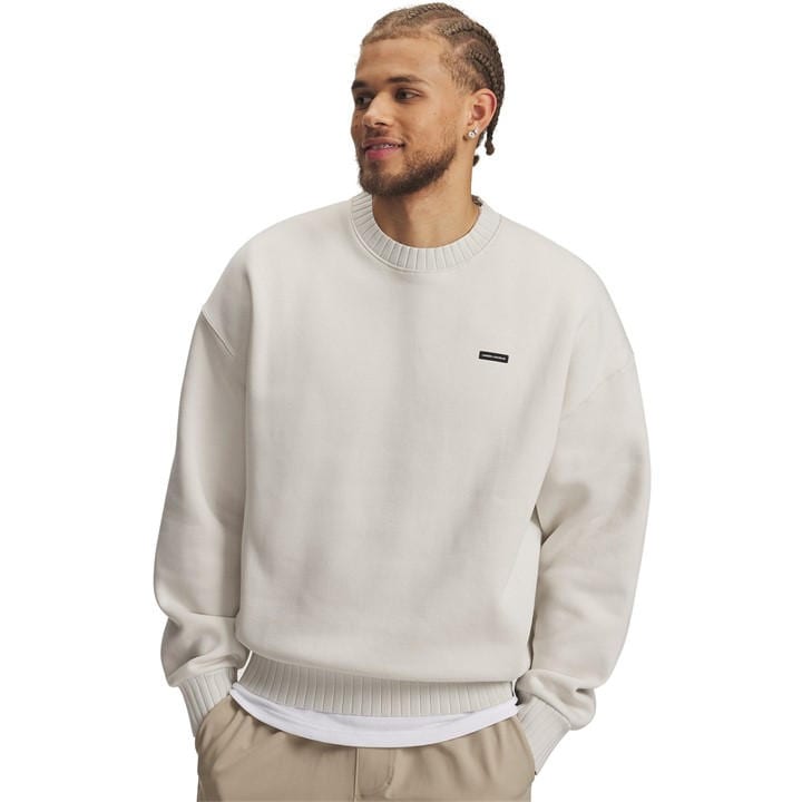 Under Armour Men's White Icon Heavy Rib Crew Sweatshirt in Size 2XL, Sports Direct