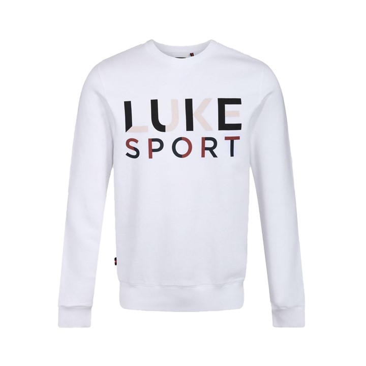 Luke Men' White Texty Crew Sweatshirt in Size S, Sports Direct