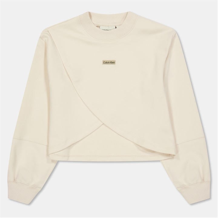 Calvin Klein Jeans Girls White Kids' Folded Crew Sweatshirt in Size 14 - 16 Years, Sports Direct