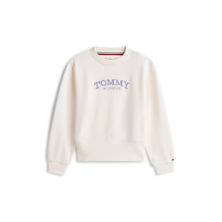 Tommy Hilfiger Girls Cream Kids' Crew Sweatshirt in Size 14 - 16 Years, Sports Direct