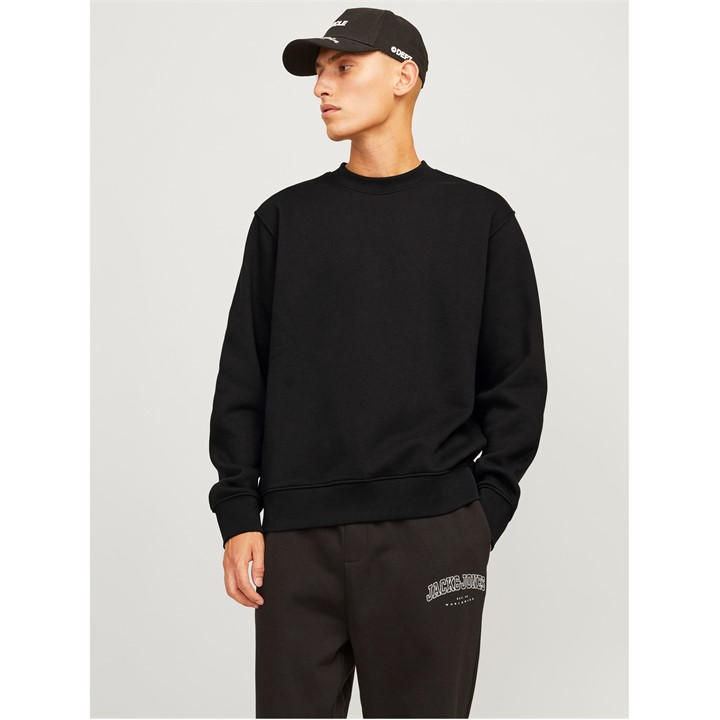 Jack And Jones Men's Black Urban Edge 400 Gsm Crew Sweat in Size L, Sports Direct