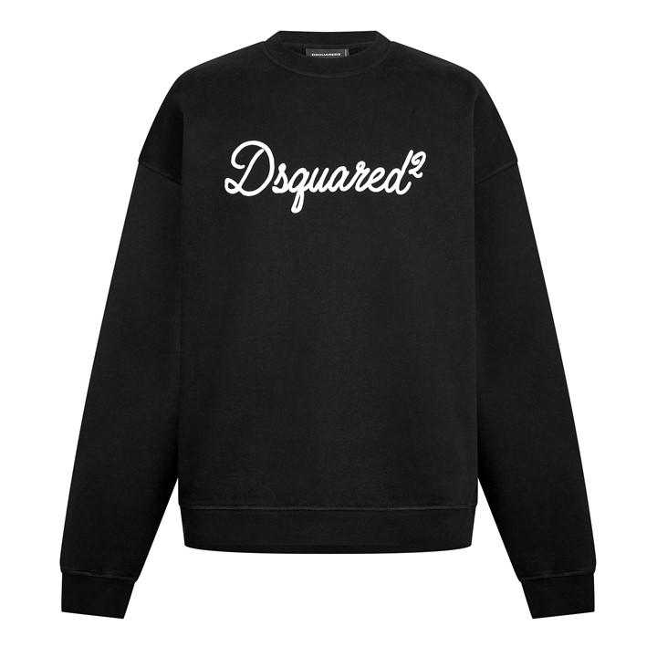 Dsquared2 Men's Black Dsq Big Signature Crew Sweatshirt in Size XL, Sports Direct