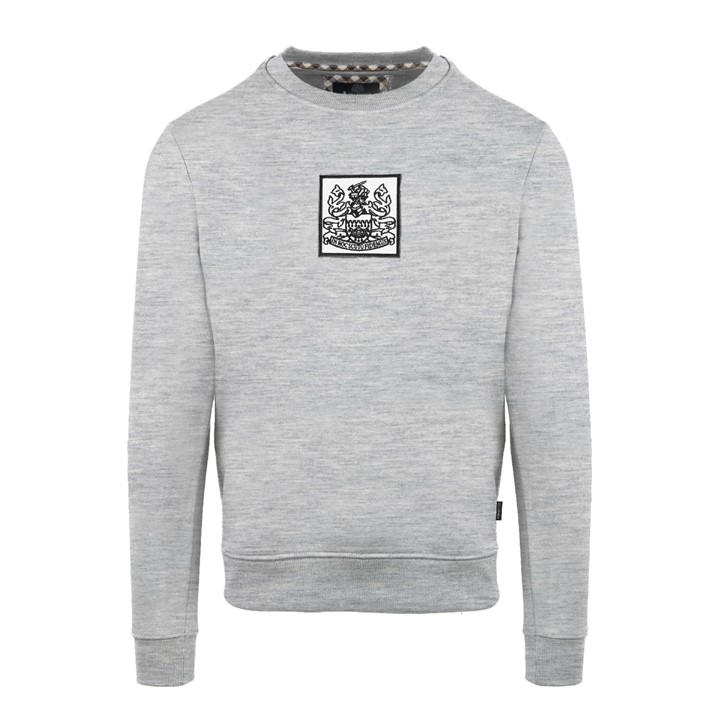 Aquascutum Men's Grey Round Neck Crew Sweatshirt in Size M, Sports Direct