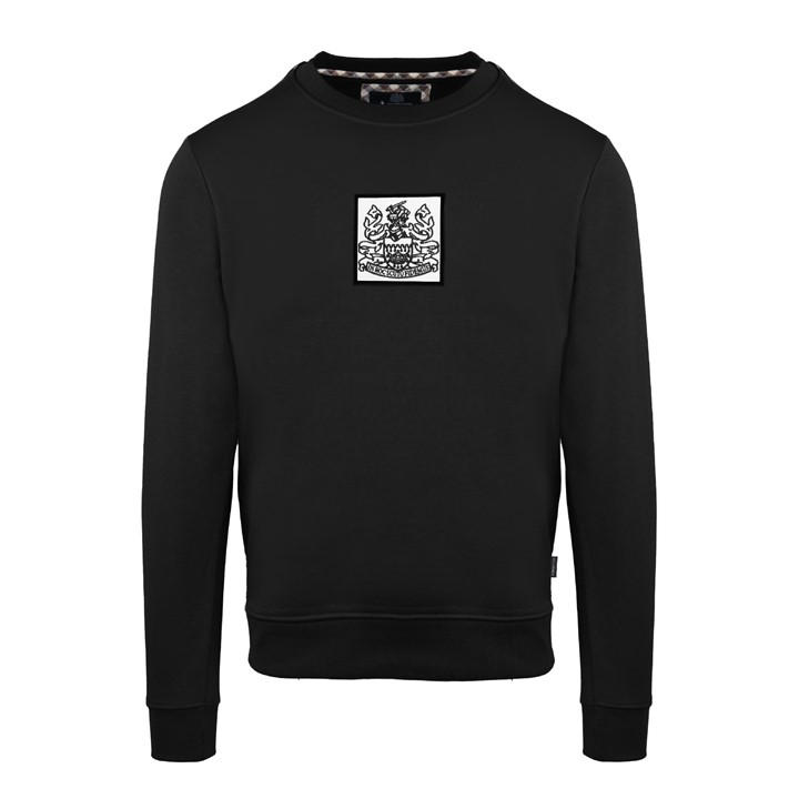 Aquascutum Men's Black Round Neck Crew Sweatshirt in Size M, Sports Direct