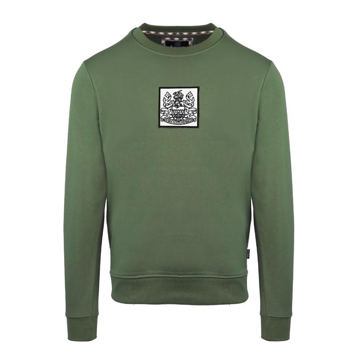 Aquascutum Men's Green Round Neck Crew Sweatshirt in Size XL, Sports Direct