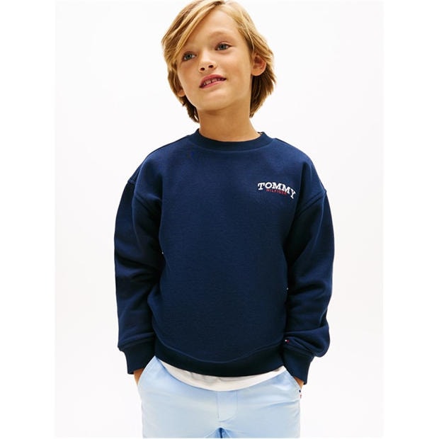 Night Navy C1G - TOMMY HILFIGER - Kids' Monogram Crew Sweatshirt