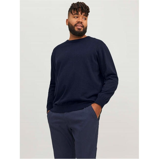Navy Blazer - Jack and Jones - Jack Basic Crew Knit Plus Size Mens