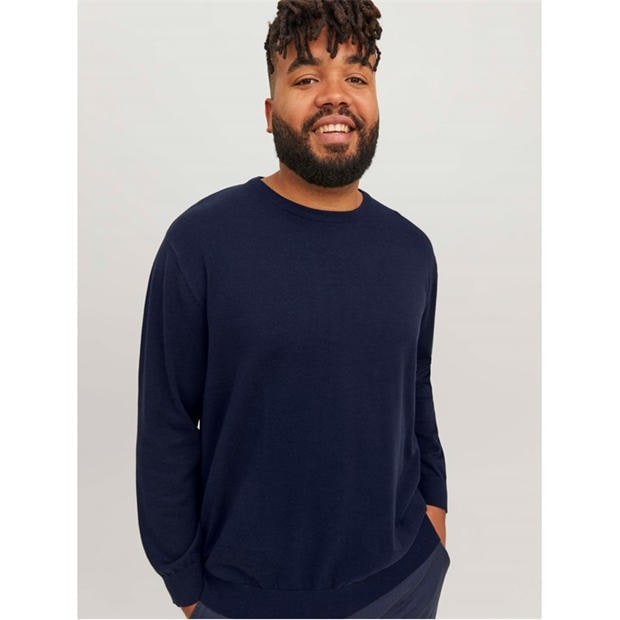Navy Blazer - Jack and Jones - Jack Basic Crew Knit Plus Size Mens