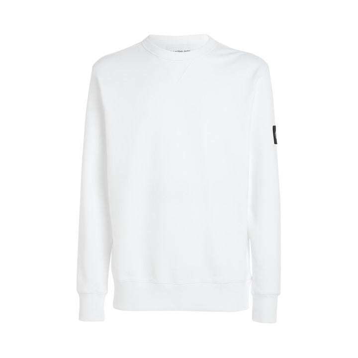 Calvin Klein Jeans Men's White Monogram Badge Crew Sweatshirt in Size XL, Sports Direct